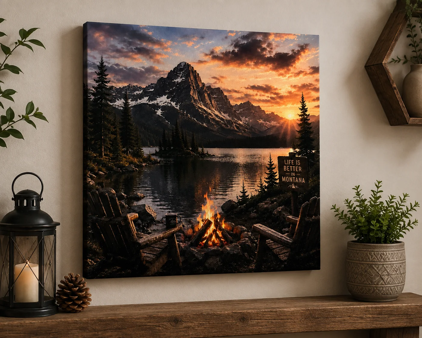 Montana Campfire — UV Printed Canvas Art